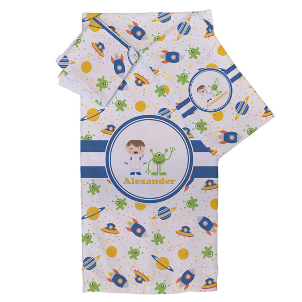 Custom Boy's Space Themed Bath Towel Set - 3 Pcs (Personalized)