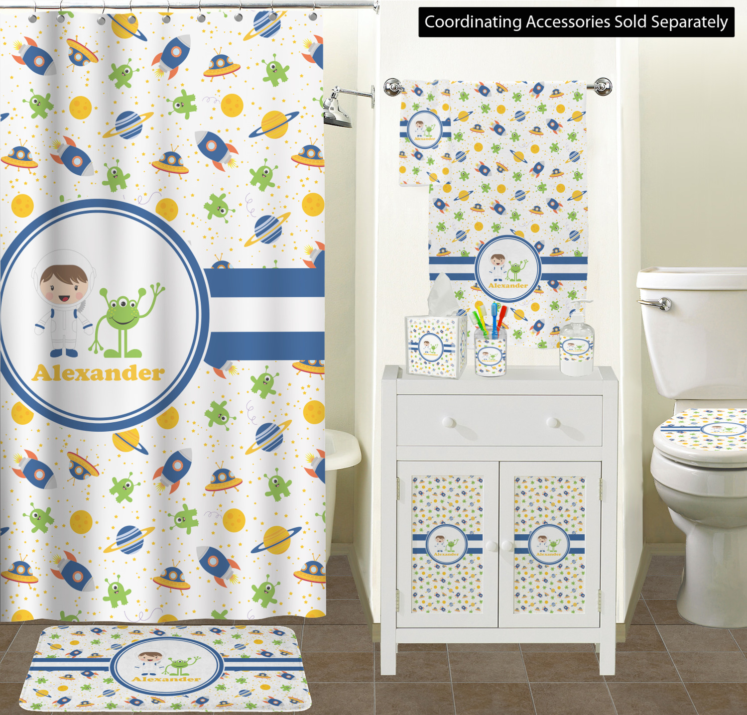 Boy's Space Themed Hand Towel - Full Print (Personalized) - YouCustomizeIt