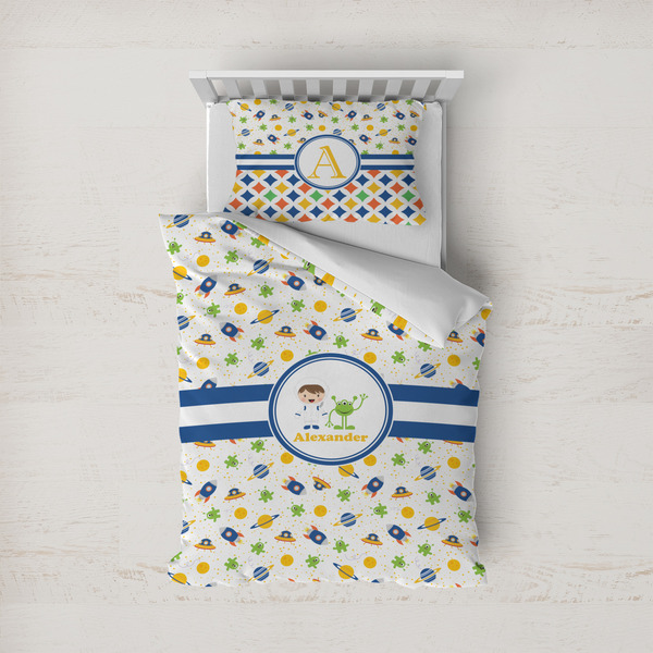 Custom Boy's Space Themed Duvet Cover Set - Twin (Personalized)
