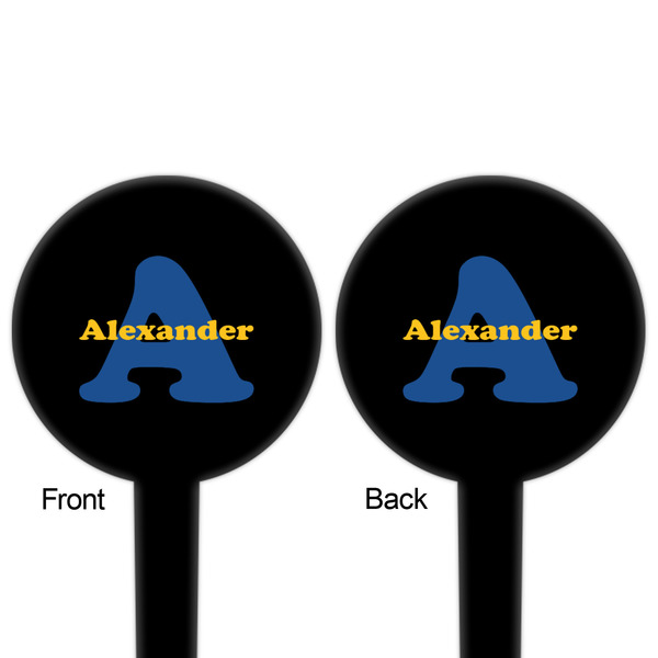 Boy's Space Themed Black Plastic 4" Food Pick - Round - Double Sided - Front & Back
