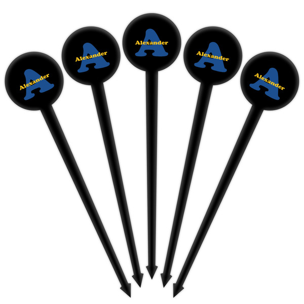 Boy's Space Themed Black Plastic 4" Food Pick - Round - Fan View