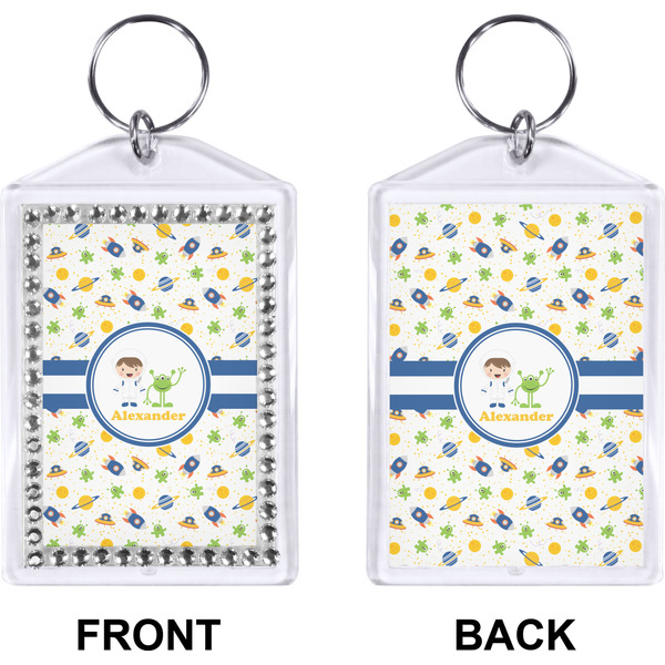 Boy's Space Themed Bling Keychain (Front + Back)