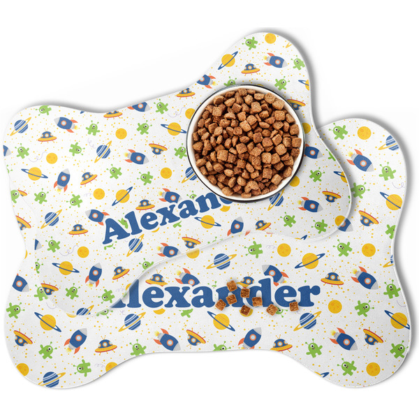Boy's Space Themed Bone Shaped Dog Mats - MAIN