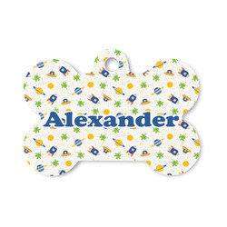 Boy's Space Themed Bone Shaped Dog ID Tag - Small (Personalized)