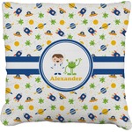 Boy's Space Themed Faux-Linen Throw Pillow 18" (Personalized)