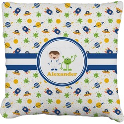 Boy's Space Themed Faux-Linen Throw Pillow 18" (Personalized)