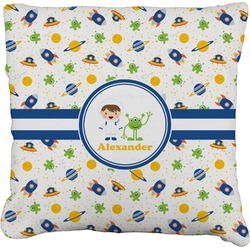 Boy's Space Themed Faux-Linen Throw Pillow 20" (Personalized)