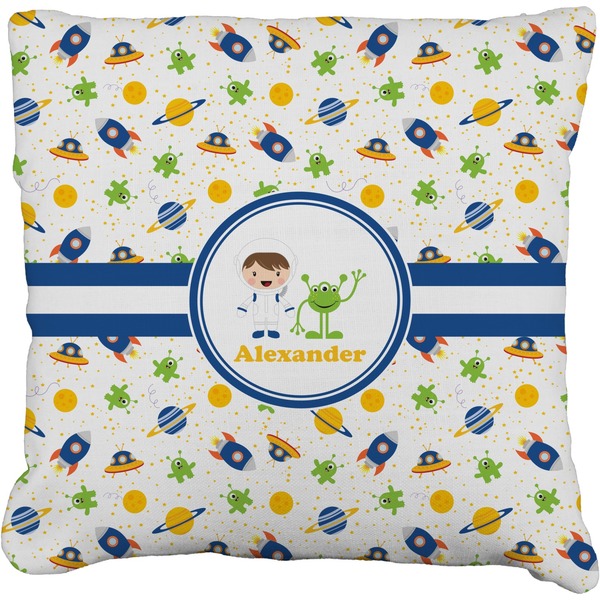 Custom Boy's Space Themed Faux-Linen Throw Pillow 20" (Personalized)