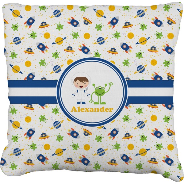 Custom Boy's Space Themed Faux-Linen Throw Pillow 26" (Personalized)