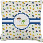Boy's Space Themed Faux-Linen Throw Pillow (Personalized)