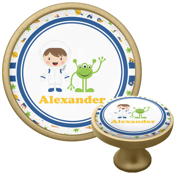 Custom Boy's Space Themed Cabinet Knob - Gold (Personalized)