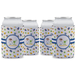 Boy's Space Themed Can Cooler (12 oz) - Set of 4 w/ Name or Text