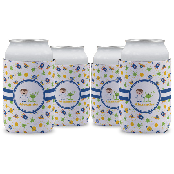 Custom Boy's Space Themed Can Cooler (12 oz) - Set of 4 w/ Name or Text