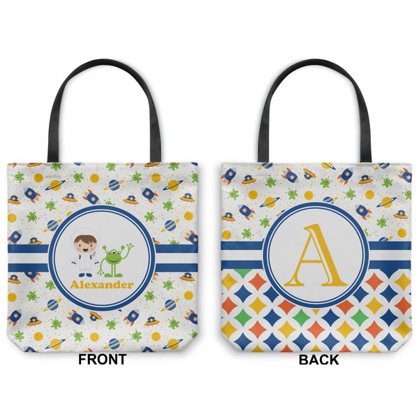 Boy's Space Themed Canvas Tote - Front and Back