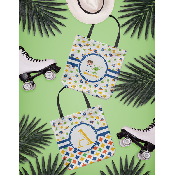 Boy's Space Themed Canvas Tote Lifestyle Front and Back