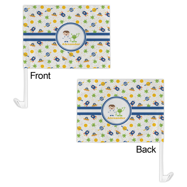 Boy's Space Themed Car Flag - 11" x 8" - Front & Back View