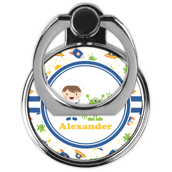 Boy's Space Themed Cell Phone Ring Stand & Holder - Front (Collapsed)