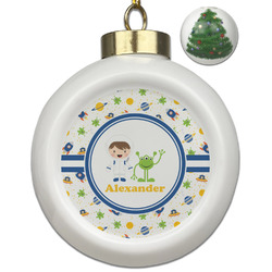 Boy's Space Themed Ceramic Ball Ornament - Christmas Tree (Personalized)