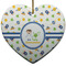 Boy's Space Themed Ceramic Flat Ornament - Heart (Front)