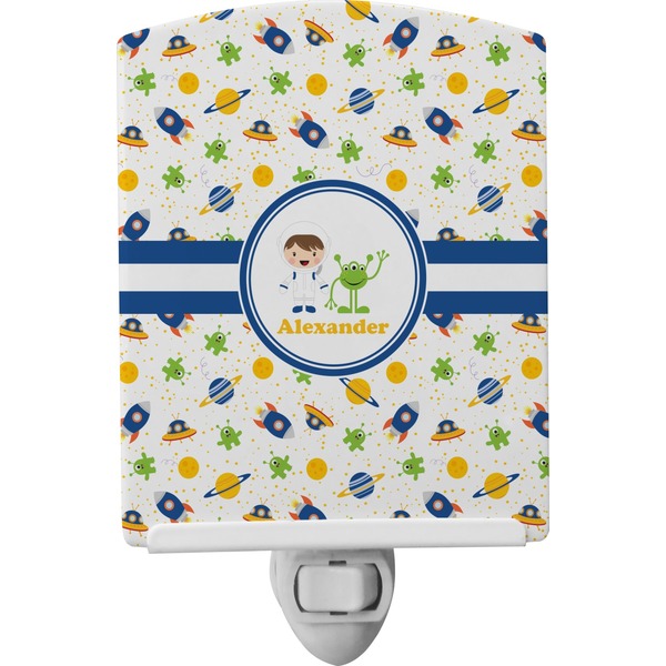 Custom Boy's Space Themed Ceramic Night Light (Personalized)