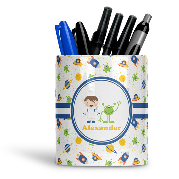 Custom Boy's Space Themed Ceramic Pen Holder