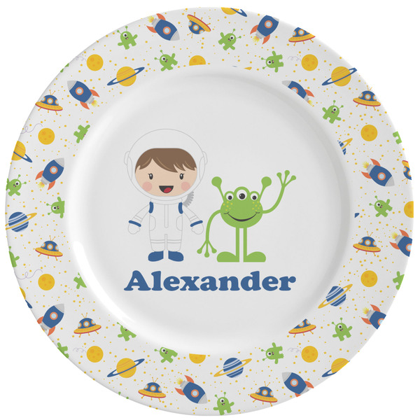 Custom Boy's Space Themed Ceramic Dinner Plates (Set of 4) (Personalized)