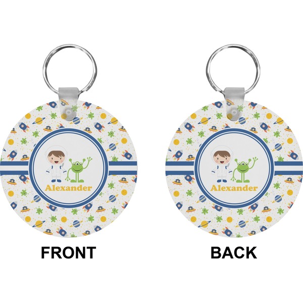 Boy's Space Themed Circle Keychain (Front + Back)