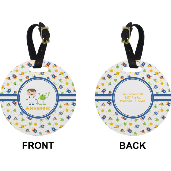 Boy's Space Themed Circle Luggage Tag (Front + Back)