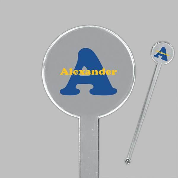 Boy's Space Themed Clear Plastic 7" Stir Stick - Round - Closeup