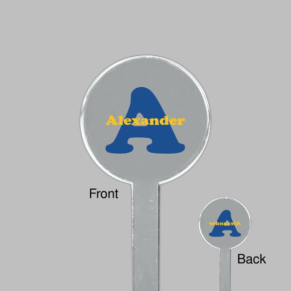 Boy's Space Themed Clear Plastic 7" Stir Stick - Round - Front & Back