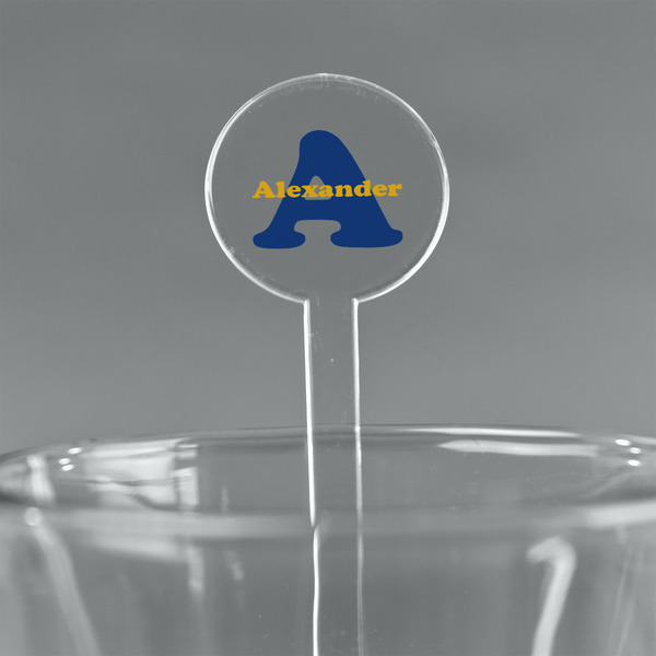 Custom Boy's Space Themed 5.5" Round Plastic Stir Sticks - Clear (Personalized)