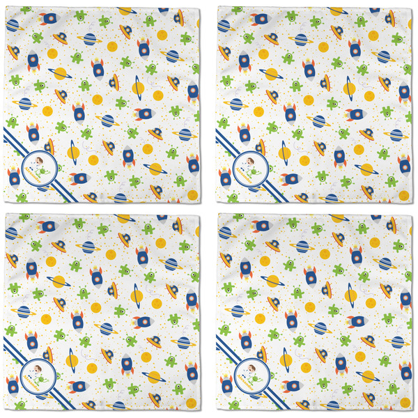 Boy's Space Themed Cloth Napkins - Personalized Dinner (APPROVAL) Set of 4