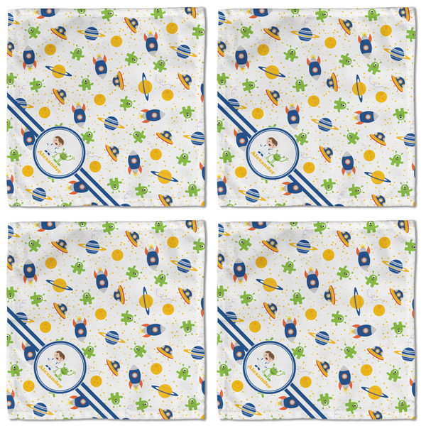 Boy's Space Themed Cloth Napkins - Personalized Lunch (APPROVAL) Set of 4