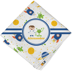 Boy's Space Themed Cloth Cocktail Napkin - Single w/ Name or Text