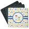 Boy's Space Themed Square Rubber Backed Coasters - Set of 4 (Personalized)
