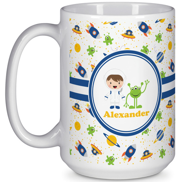 Custom Boy's Space Themed 15 Oz Coffee Mug - White (Personalized)