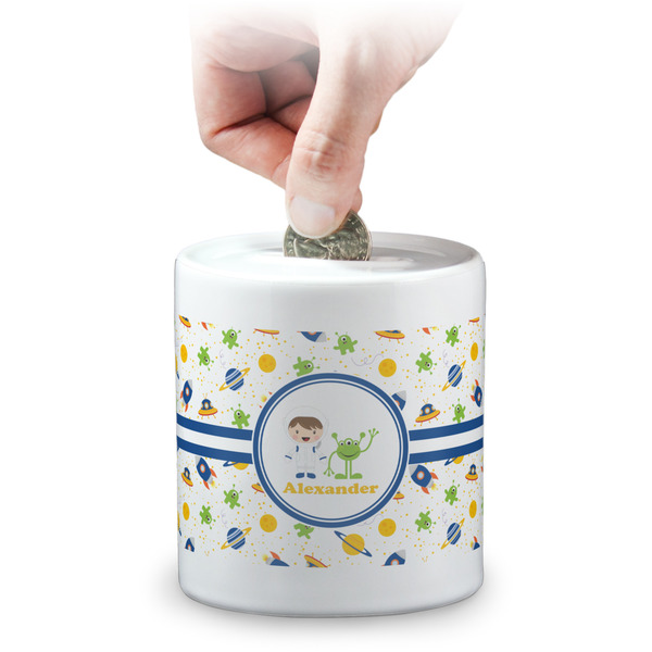 Custom Boy's Space Themed Coin Bank (Personalized)