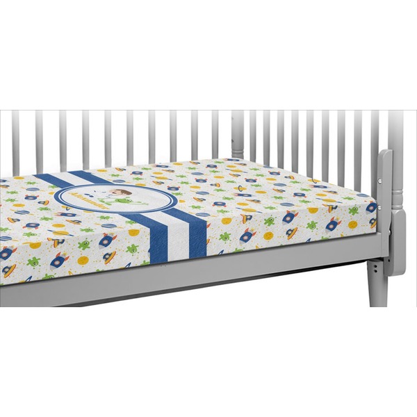 Custom Boy's Space Themed Crib Fitted Sheet (Personalized)