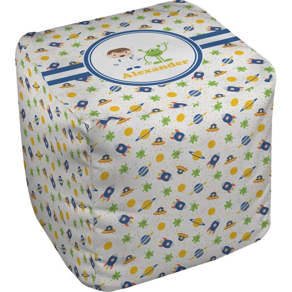 Custom Boy's Space Themed Cube Pouf Ottoman (Personalized)