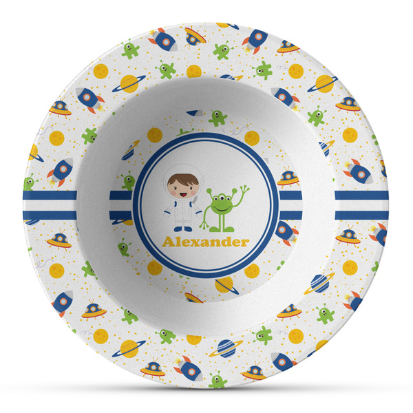 Custom Boy's Space Themed Plastic Bowl - Microwave Safe - Composite Polymer (Personalized)