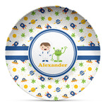Boy's Space Themed Microwave Safe Plastic Plate - Composite Polymer (Personalized)