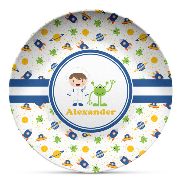 Custom Boy's Space Themed Microwave Safe Plastic Plate - Composite Polymer (Personalized)