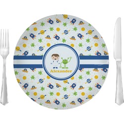 Boy's Space Themed 10" Glass Lunch / Dinner Plates - Single or Set (Personalized)