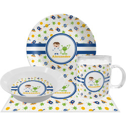 Boy's Space Themed Dinner Set - Single 4 Pc Setting w/ Name or Text