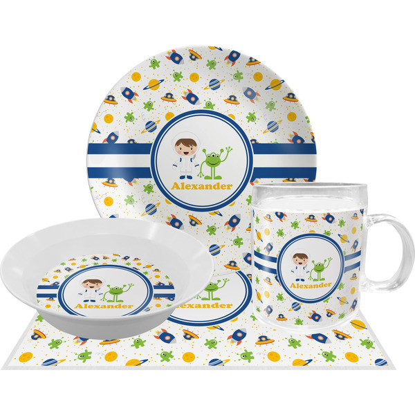 Custom Boy's Space Themed Dinner Set - Single 4 Pc Setting w/ Name or Text