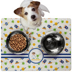 Boy's Space Themed Dog Food Mat - Medium w/ Name or Text