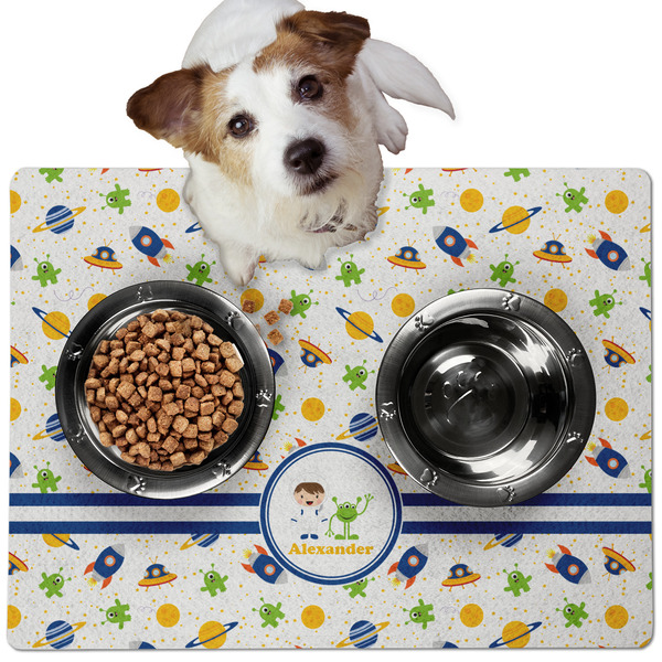 Boy's Space Themed Dog Food Mat - Medium LIFESTYLE