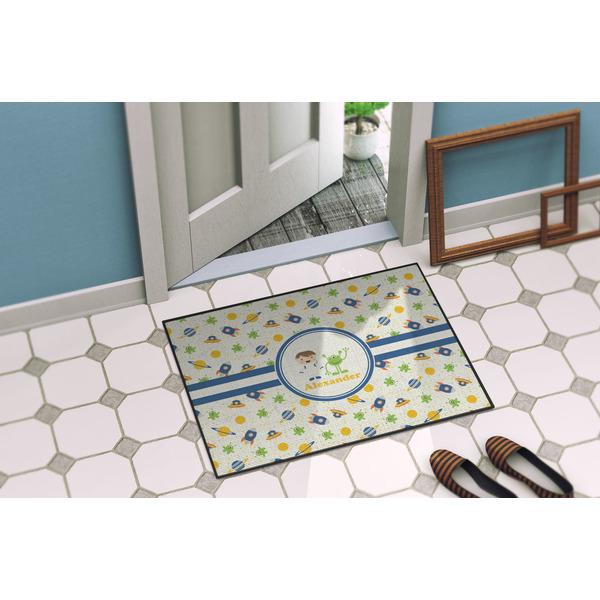 Boy's Space Themed Door Mat Lifestyle