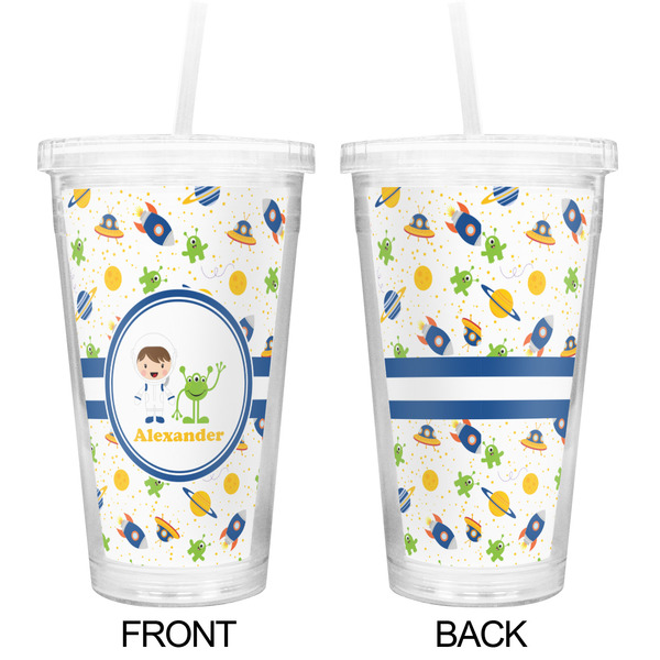 Boy's Space Themed Double Wall Tumbler with Straw - Approval