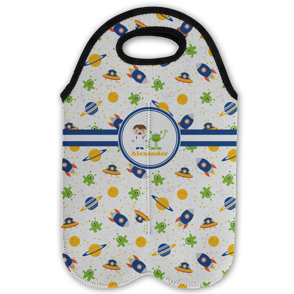 Boy's Space Themed Double Wine Tote - Flat (new)